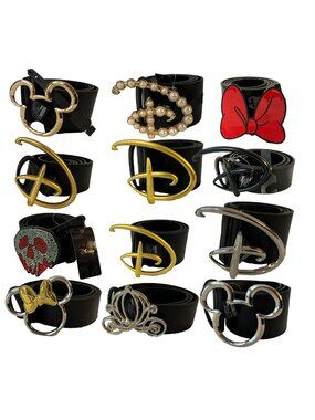Disney x Buckle-Down Faux Vegan Leather Belt Bundle (12 Pcs) Mickey Minnie OS